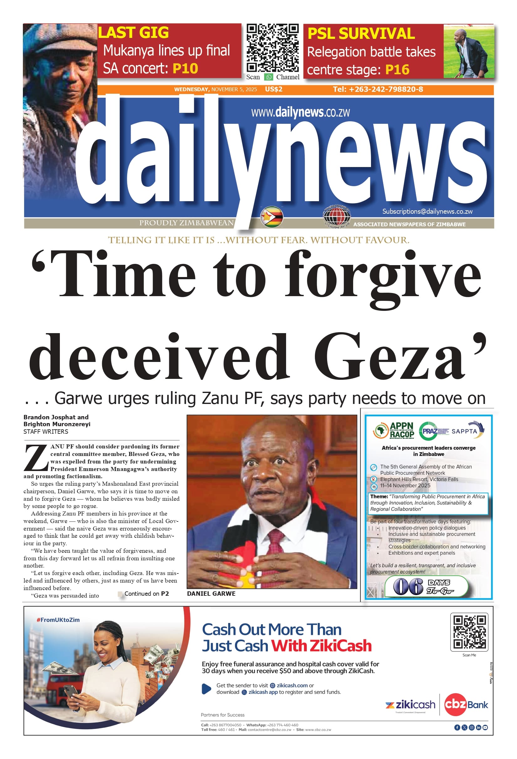 Wednesday 5 November 2025